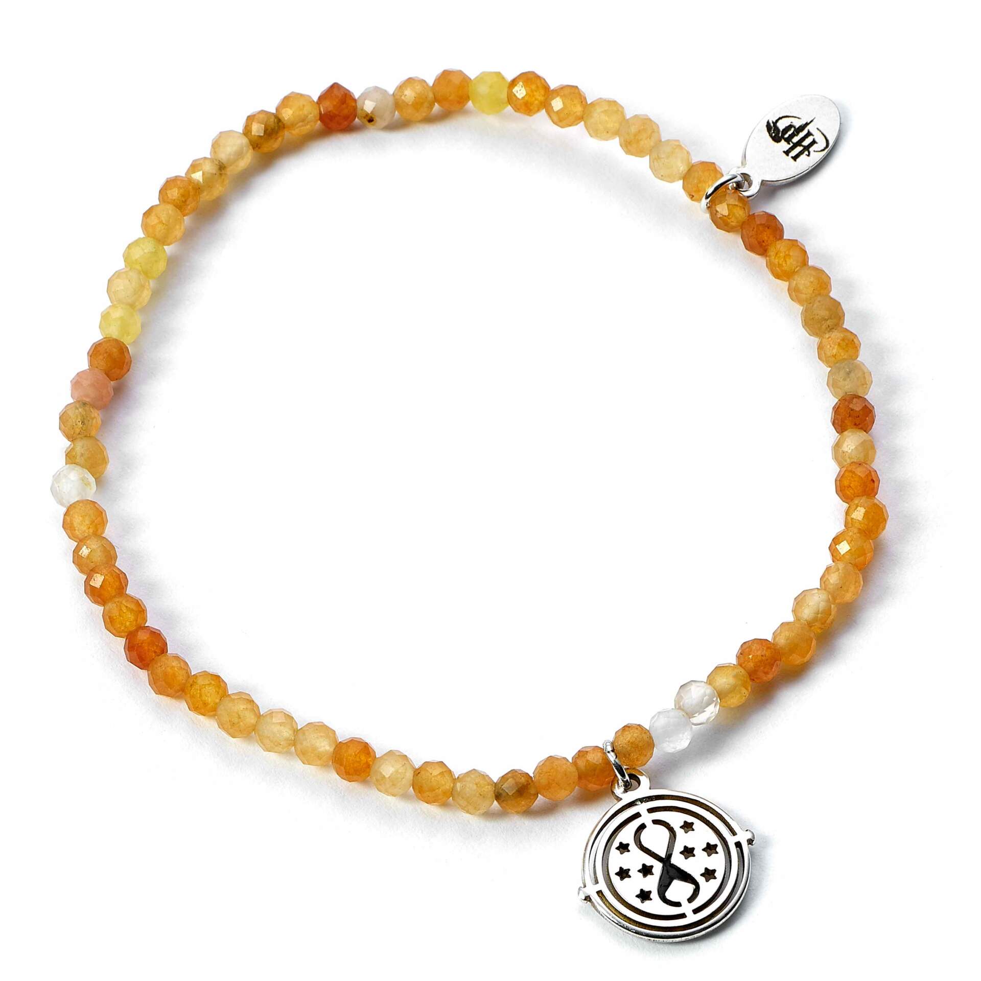 Bracelet pierres semi précieuses breloque retourneur de temps - argent 925ᵉ