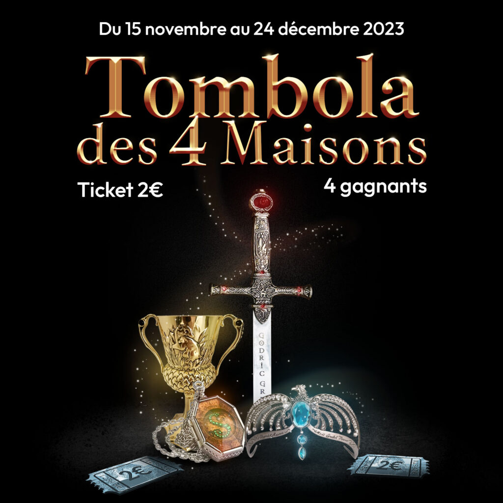 Tombola Les 4 maisons chez Les 3 Reliques boutique Harry potter