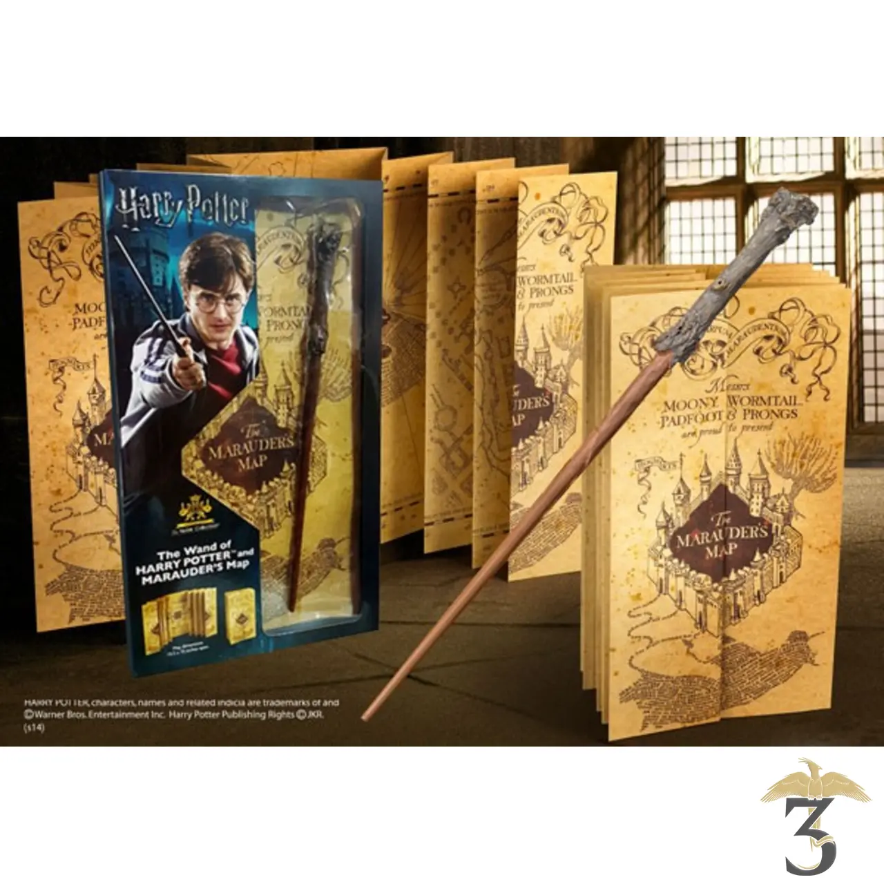 Baguette Harry Potter & Carte du Maraudeur - 3 Reliques Harry Potter