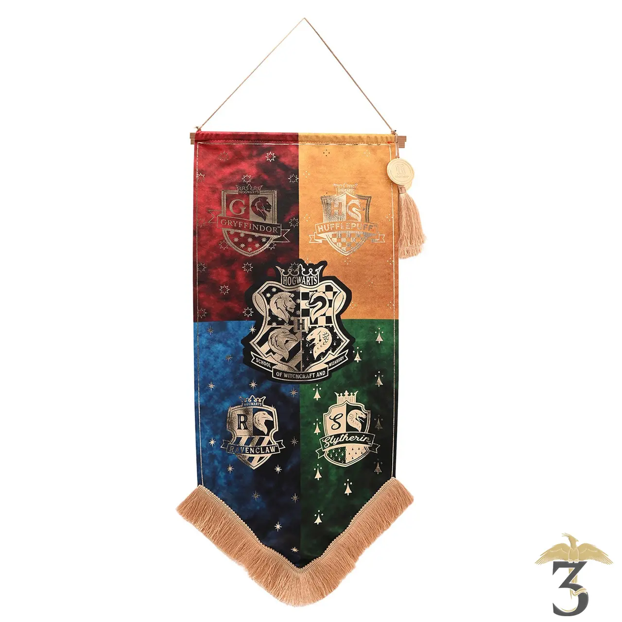 Bannière étendard les 4 maisons - Les Trois Reliques, magasin Harry Potter - Photo N°1