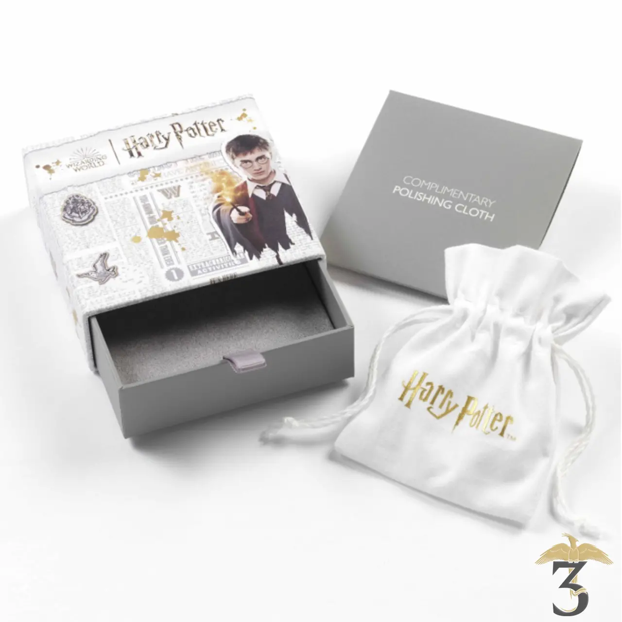 Boucles d oreilles a tige vif d or avec elements en cristal - Les Trois Reliques, magasin Harry Potter - Photo N°3