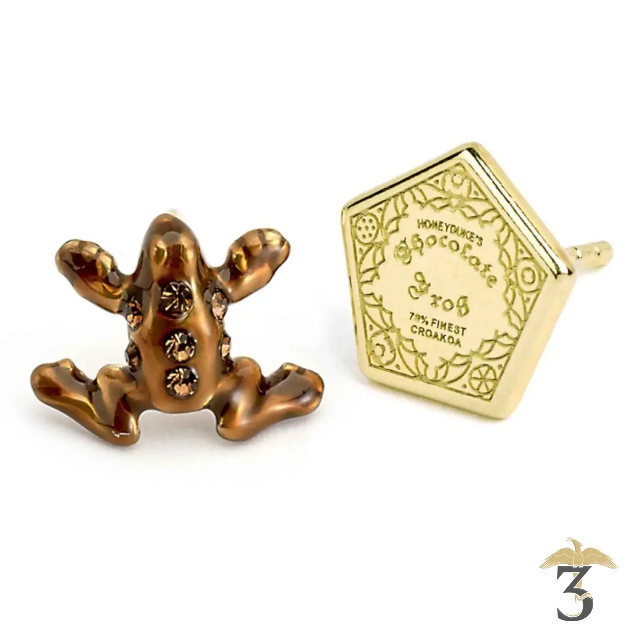Boucles d oreilles chocogrenouille cristal argent sterling - Les Trois Reliques, magasin Harry Potter - Photo N°2
