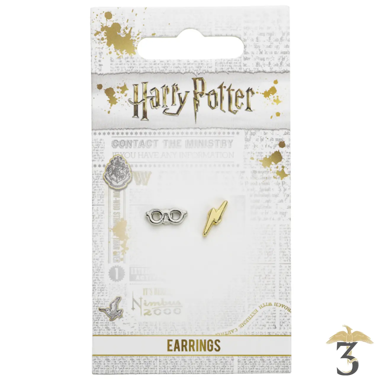Boucles d oreilles éclair lunettes harry potter plaqué or/argent - Les Trois Reliques, magasin Harry Potter - Photo N°2