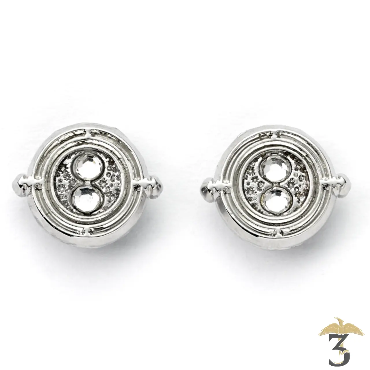 Boucles d oreilles retourneur de temps argenté - Les Trois Reliques, magasin Harry Potter - Photo N°1