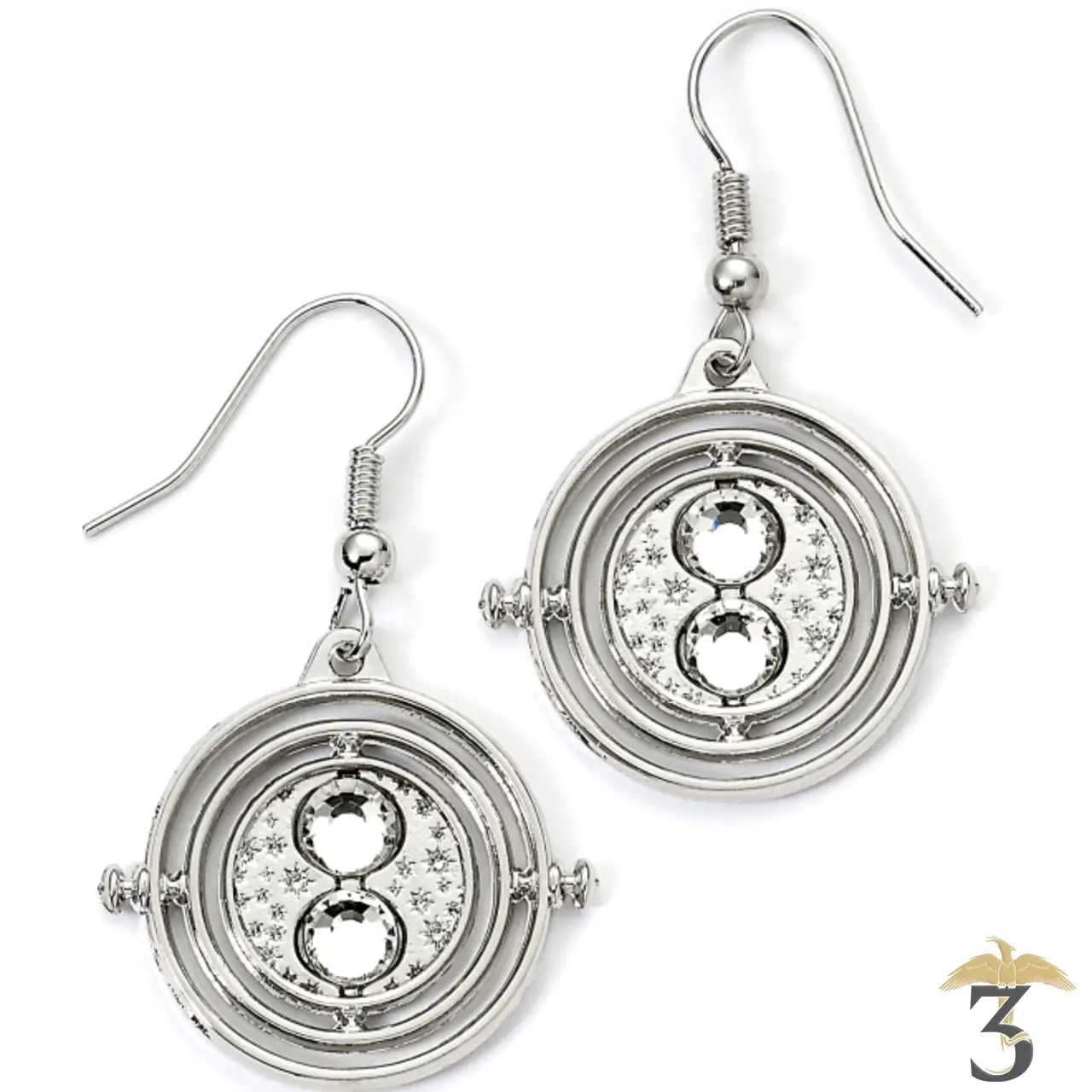 Boucles d oreilles retourneur de temps argenté - Les Trois Reliques, magasin Harry Potter - Photo N°1
