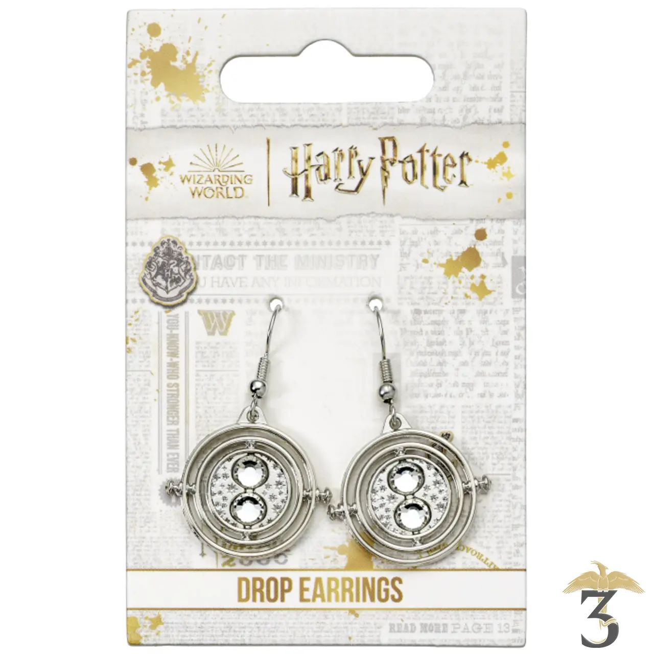 Boucles d oreilles retourneur de temps argenté - Les Trois Reliques, magasin Harry Potter - Photo N°2