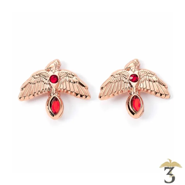 Boucles d´oreille phenix plaqué or rose - Les Trois Reliques, magasin Harry Potter - Photo N°1