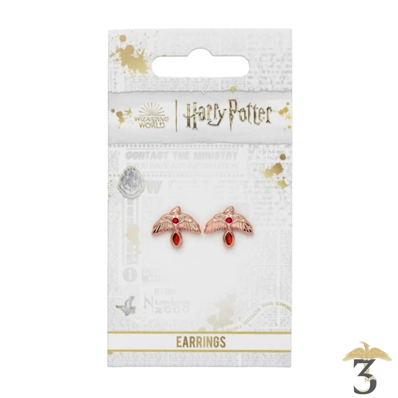 Boucles d´oreille phenix plaqué or rose - Les Trois Reliques, magasin Harry Potter - Photo N°2