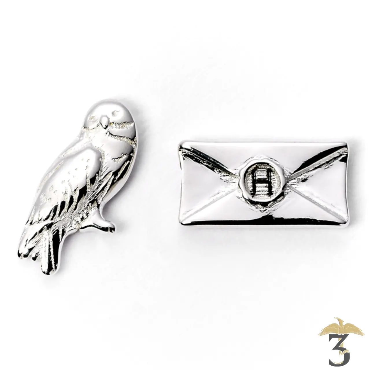Boucles d’oreilles hedwige et lettre d acceptation - Les Trois Reliques, magasin Harry Potter - Photo N°1