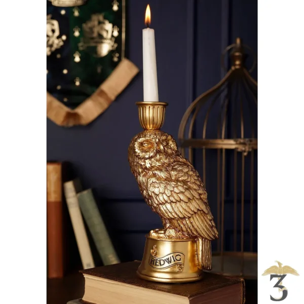 Bougeoir doré hedwige 23 cm – harry potter - Les Trois Reliques, magasin Harry Potter - Photo N°5