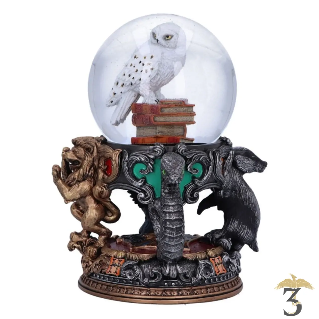 Boule a neige hedwige les4maisons – harry potter - Les Trois Reliques, magasin Harry Potter - Photo N°1