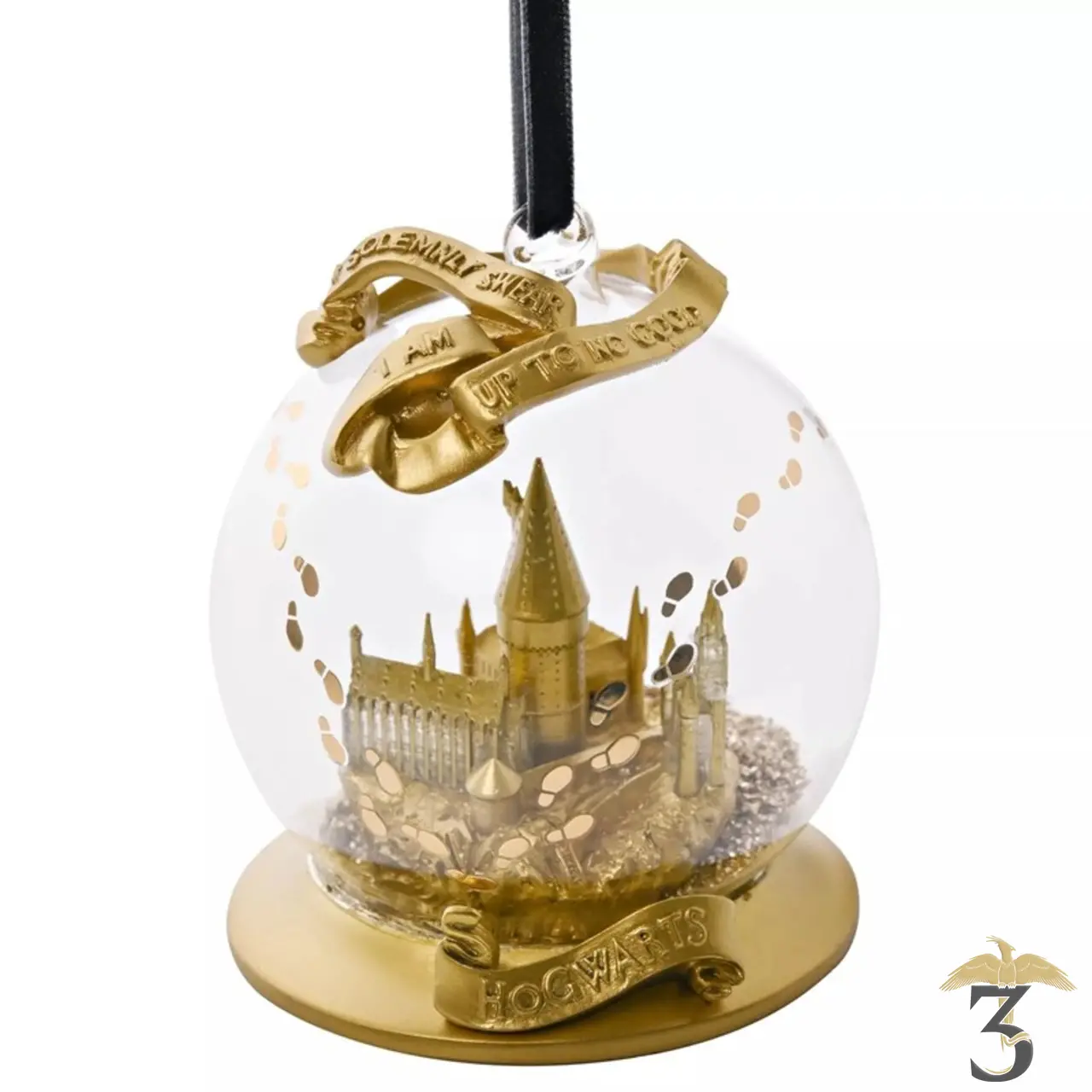 Boule de noël lumineuse château poudlard doré - Les Trois Reliques, magasin Harry Potter - Photo N°1