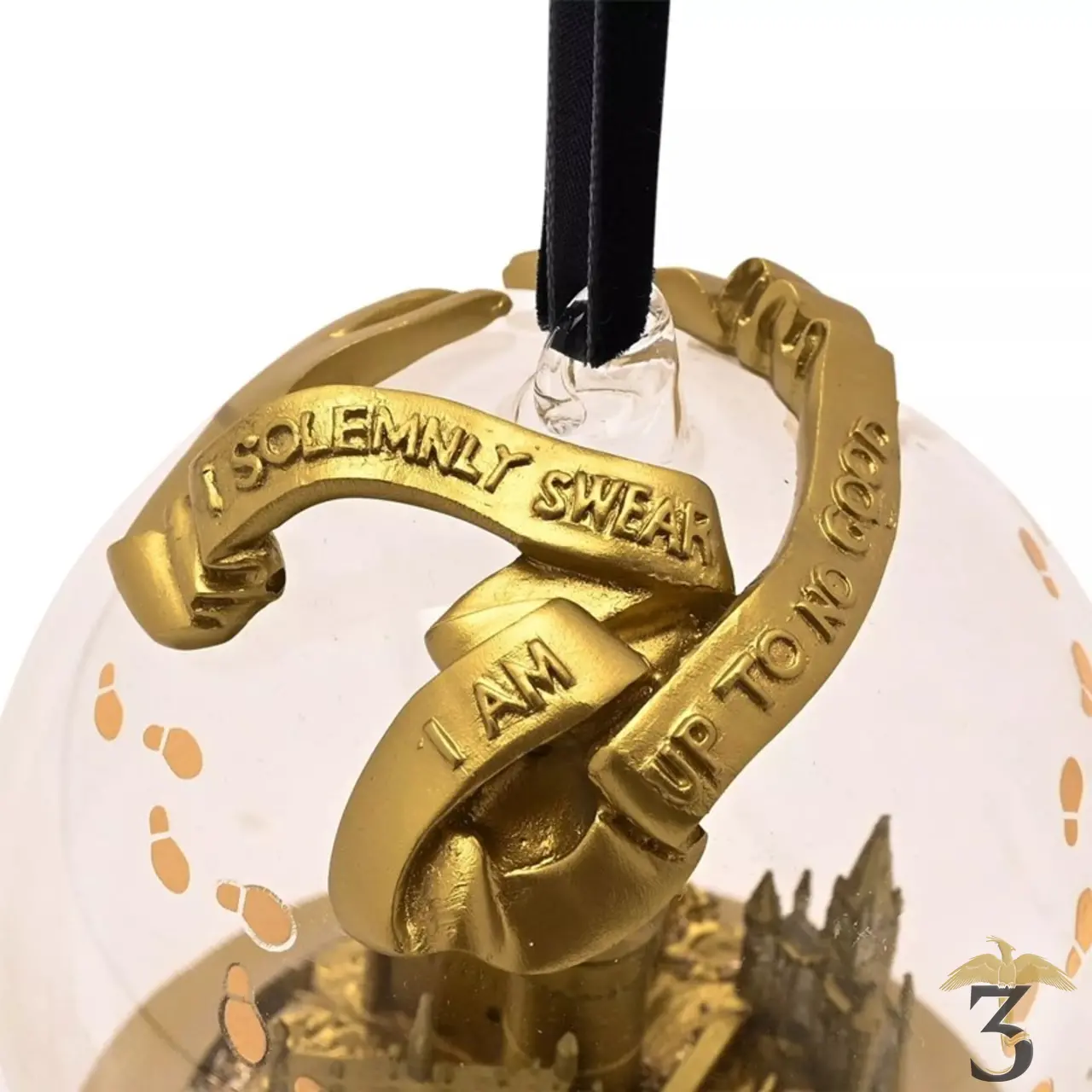 Boule de noël lumineuse château poudlard doré - Les Trois Reliques, magasin Harry Potter - Photo N°2