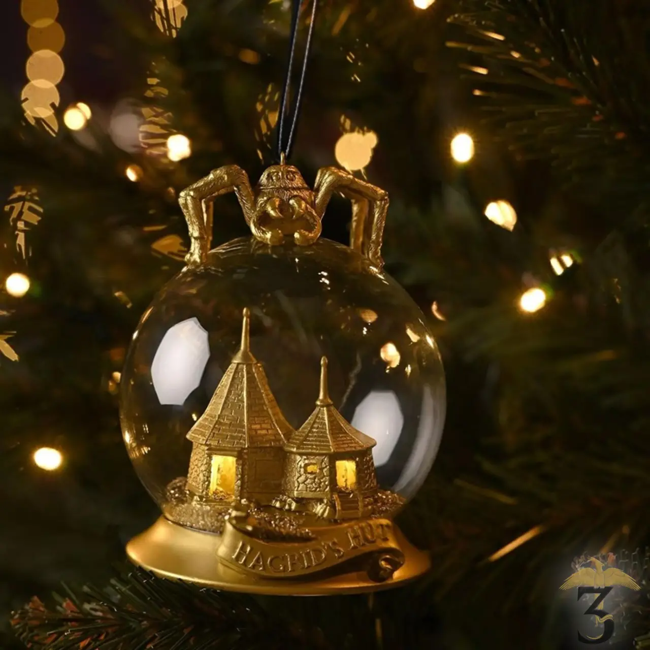 Boule de noël lumineuse hute d’hagrid dorée - Les Trois Reliques, magasin Harry Potter - Photo N°3