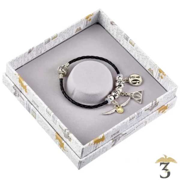 BRACELET CHARMS CUIR NOIR-RELIQUES - Les Trois Reliques, magasin Harry Potter - Photo N°2