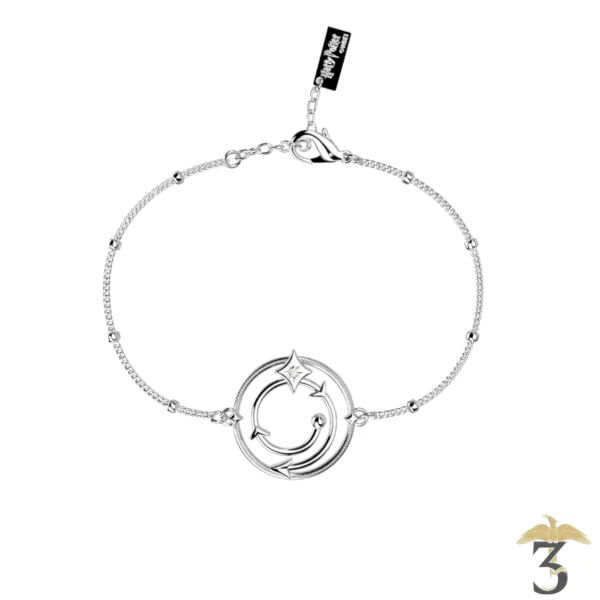 Bracelet enchantement argentée avec cuir – les georgettes x harry potter - Les Trois Reliques, magasin Harry Potter - Photo N°1