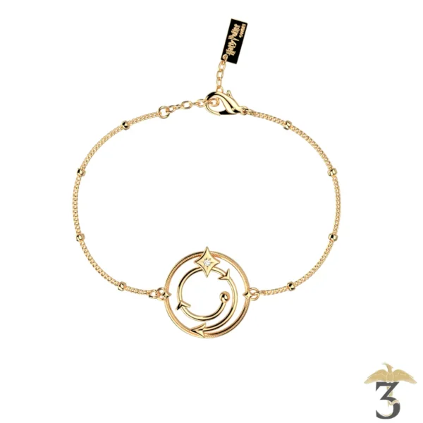 Bracelet enchantement dorée avec cuir – les georgettes x harry potter - Les Trois Reliques, magasin Harry Potter - Photo N°1