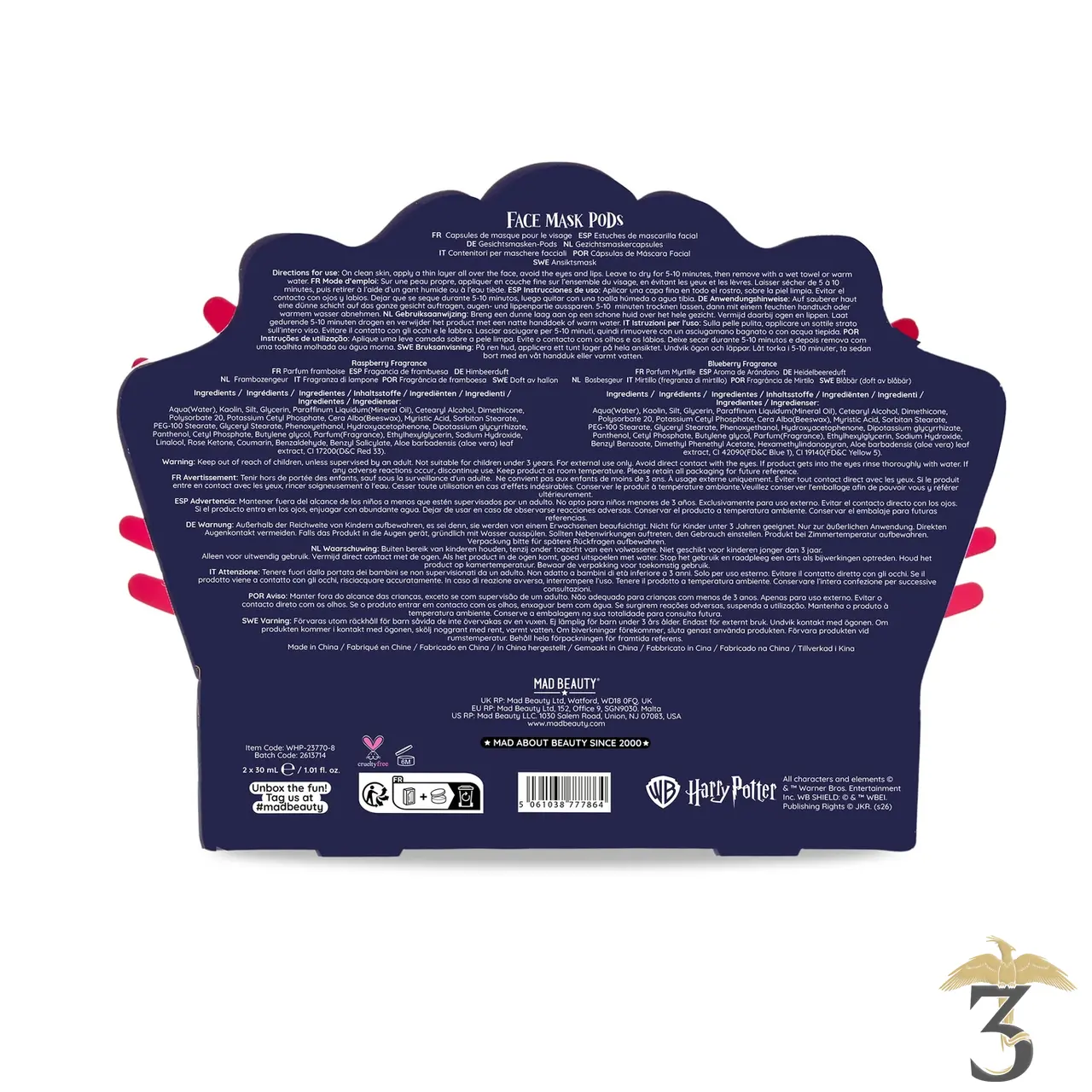 Capsules masque visage framboise & myrtille luna lovegood – harry potter - Les Trois Reliques, magasin Harry Potter - Photo N°6