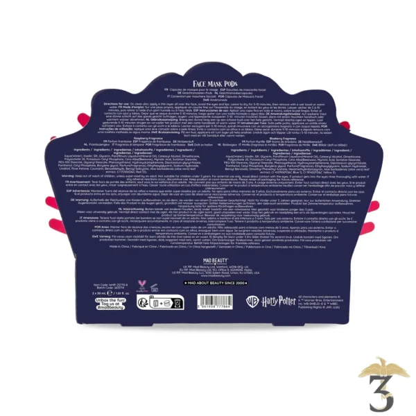 Capsules masque visage framboise & myrtille luna lovegood – harry potter - Les Trois Reliques, magasin Harry Potter - Photo N°6