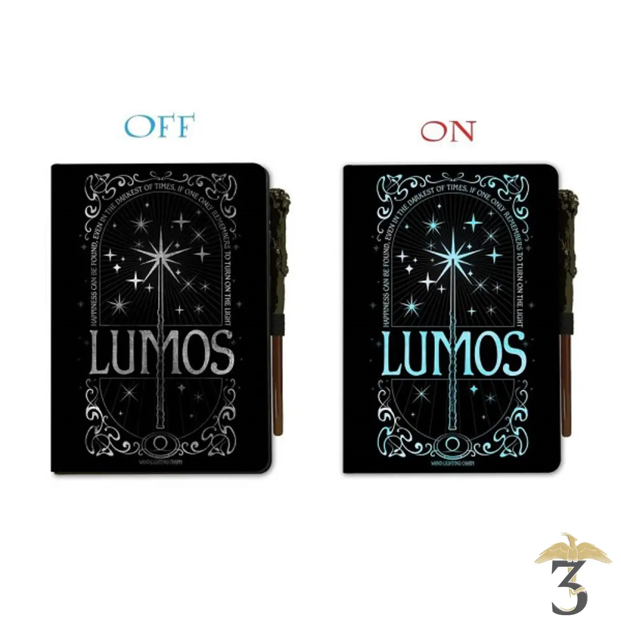 Carnet lumineux a5 harry potter lumos maxima - Les Trois Reliques, magasin Harry Potter - Photo N°1