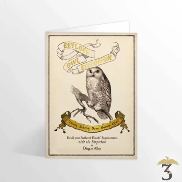 Carte de voeux - Au Royaume du Hibou - Les Trois Reliques, magasin Harry Potter - Photo N°1