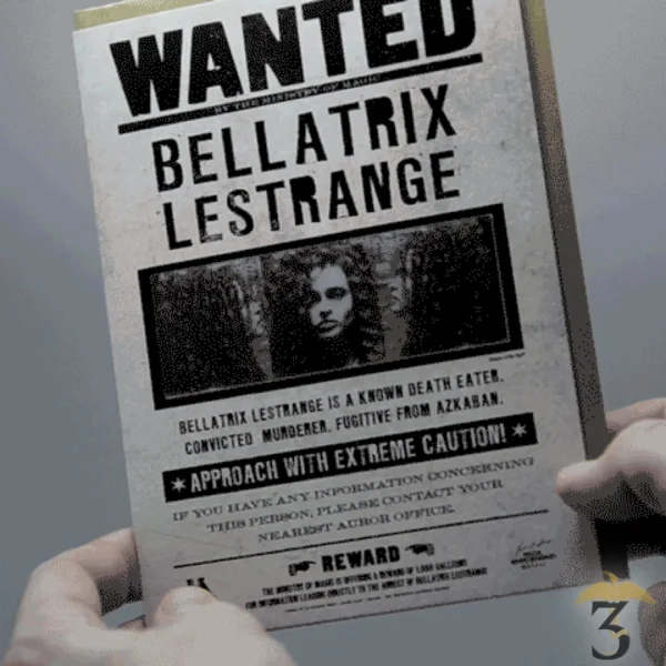 Carte de voeux lenticulaire - Bellatrix Lestrange Wanted - Les Trois Reliques, magasin Harry Potter - Photo N°2