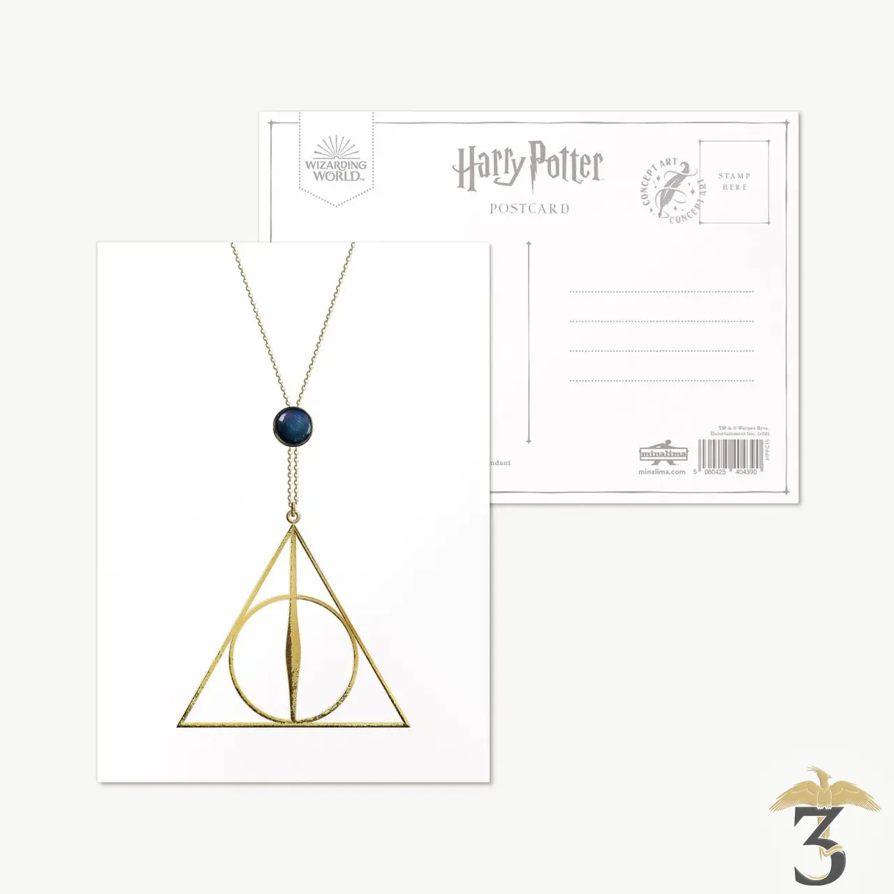 Carte postale – collier xenophilius lovegood – minalima - Les Trois Reliques, magasin Harry Potter - Photo N°1