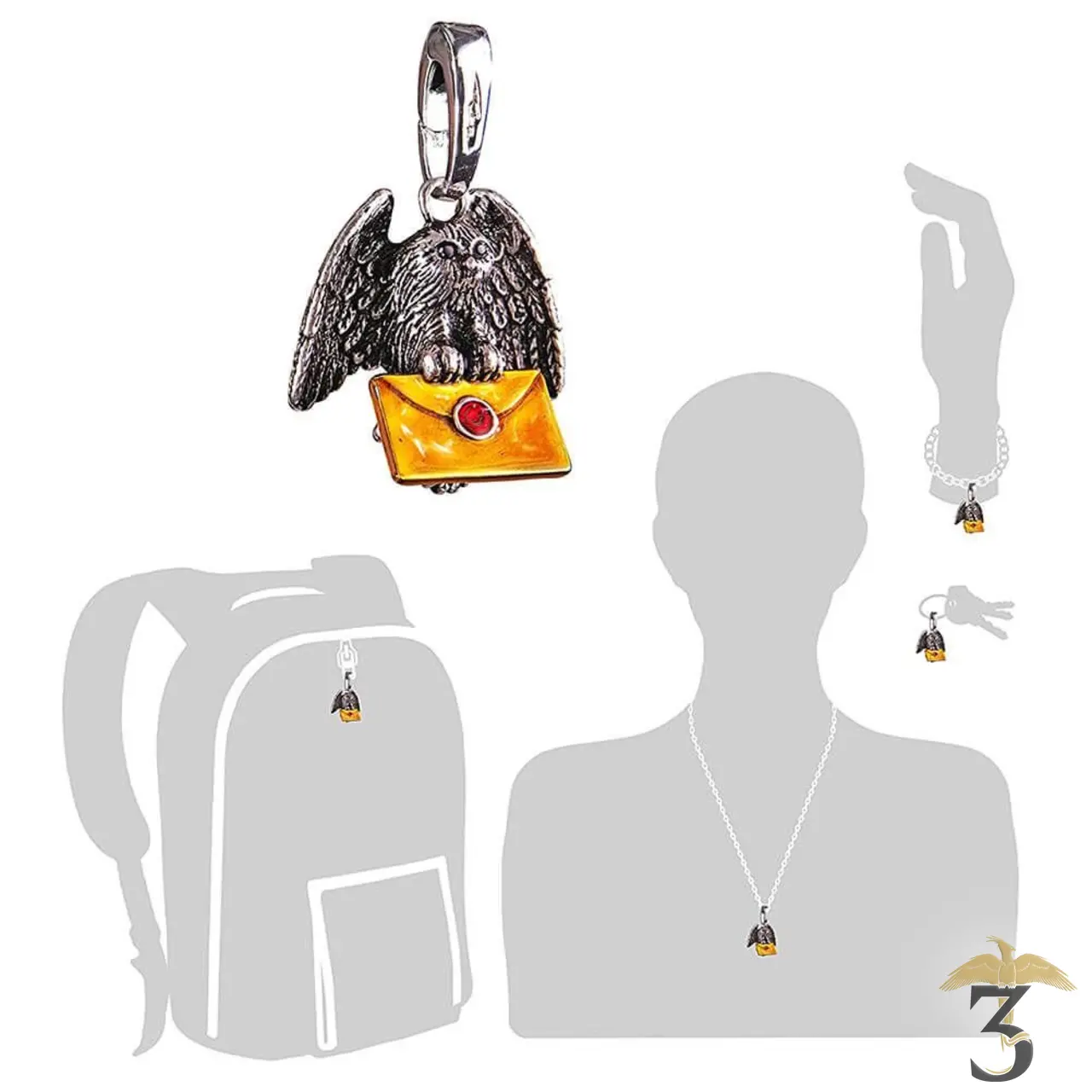 Charm lumos hibou postal n°5 - Les Trois Reliques, magasin Harry Potter - Photo N°3