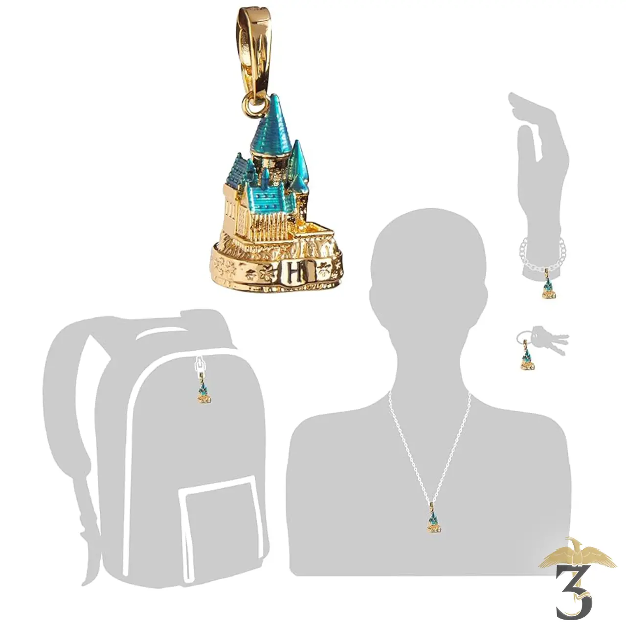 Charm lumos poudlard doré n°2 - Les Trois Reliques, magasin Harry Potter - Photo N°3