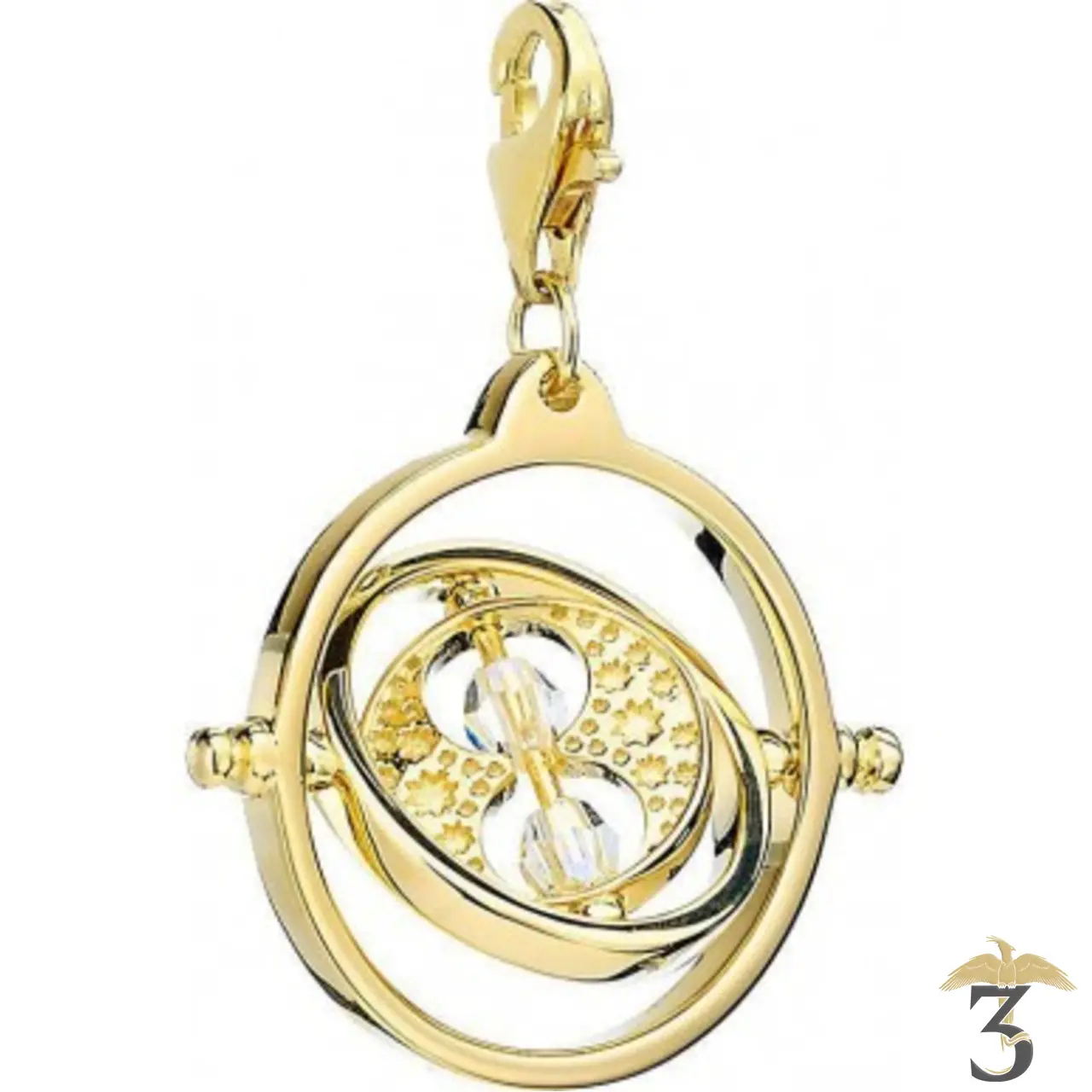Charm retourneur de temps argent sterling plaqué or + cristaux - Les Trois Reliques, magasin Harry Potter - Photo N°2