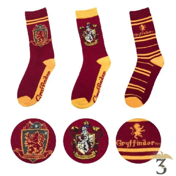 Chaussettes Gryffondor (3 paires) - Les Trois Reliques, magasin Harry Potter - Photo N°1