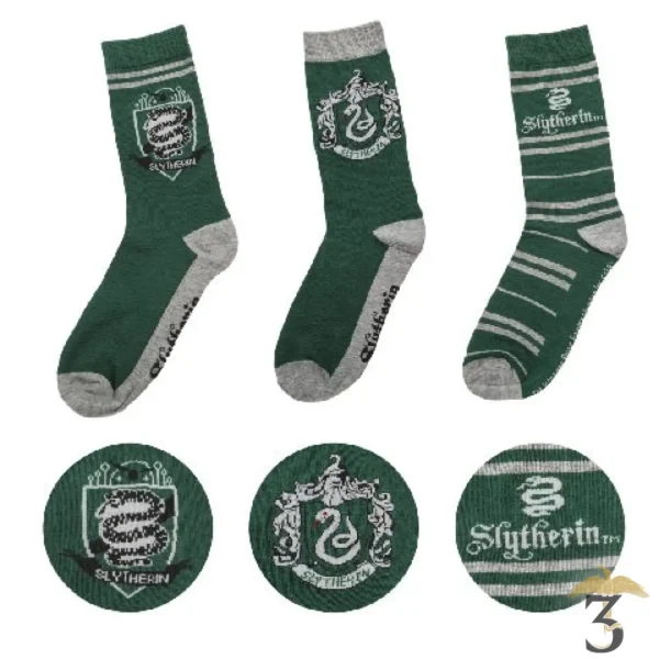 Chaussettes Serpentard (3 paires) - Les Trois Reliques, magasin Harry Potter - Photo N°1