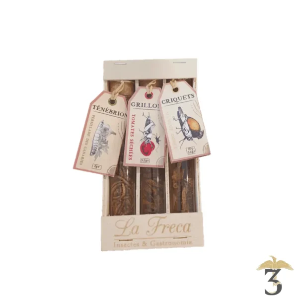 Coffret bois 3 tubes – vers, grillons, criquets - Les Trois Reliques, magasin Harry Potter - Photo N°1