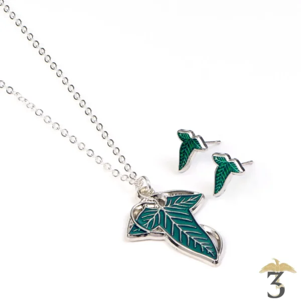 Coffret feuille de lorien boucles d oreilles et collier – le seigneur des anneaux - Les Trois Reliques, magasin Harry Potter - Photo N°2