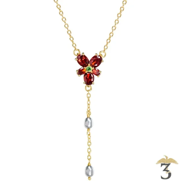 COLLIER CRISTAL ROUGE HERMIONE – ARGENT 925e – PLAQUE OR - Les Trois Reliques, magasin Harry Potter - Photo N°1