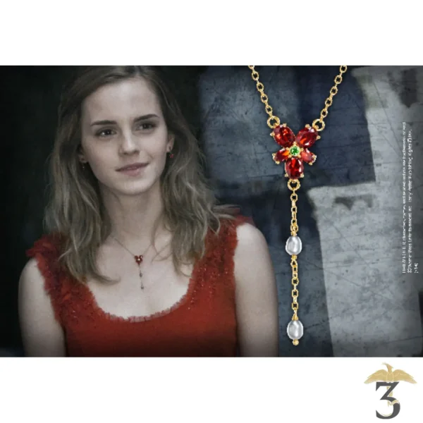 COLLIER CRISTAL ROUGE HERMIONE – ARGENT 925e – PLAQUE OR - Les Trois Reliques, magasin Harry Potter - Photo N°3