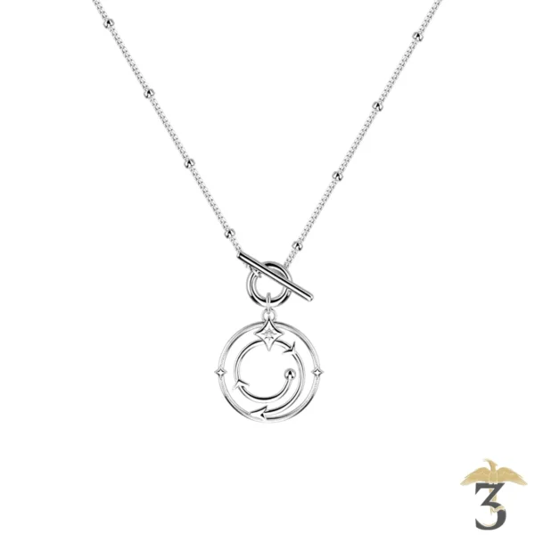 Collier enchantement argentée avec cuir – les georgettes x harry potter - Les Trois Reliques, magasin Harry Potter - Photo N°1