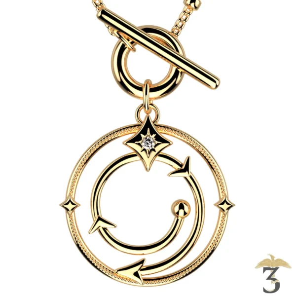Collier enchantement dorée avec cuir – les georgettes x harry potter - Les Trois Reliques, magasin Harry Potter - Photo N°3