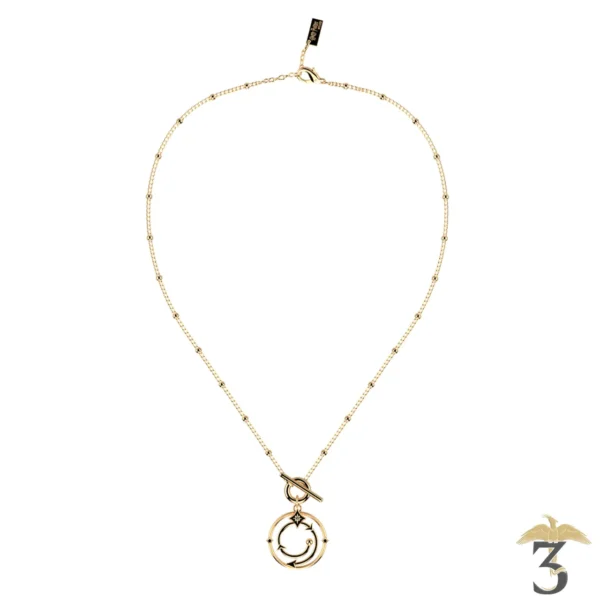 Collier enchantement dorée avec cuir – les georgettes x harry potter - Les Trois Reliques, magasin Harry Potter - Photo N°4