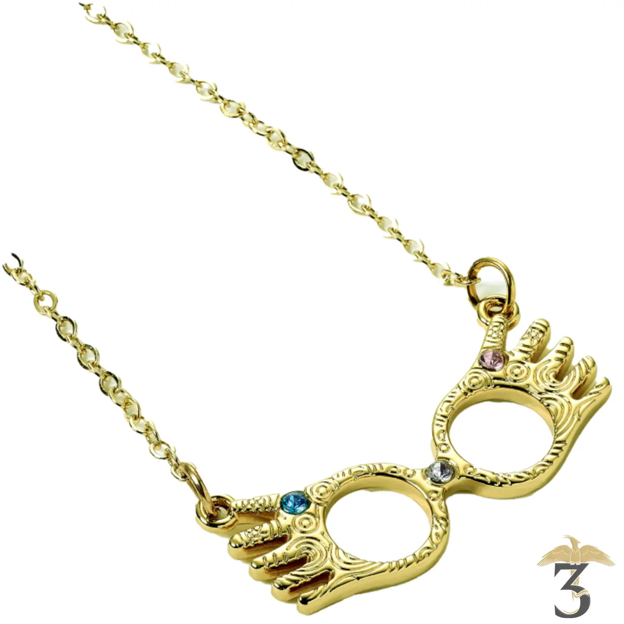 Collier lunettes de luna lorgnospectres doré - Les Trois Reliques, magasin Harry Potter - Photo N°1