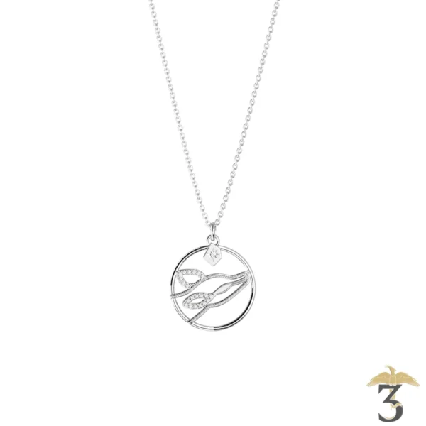 Collier patronus biche argentée avec cuir – les georgettes x harry potter - Les Trois Reliques, magasin Harry Potter - Photo N°1