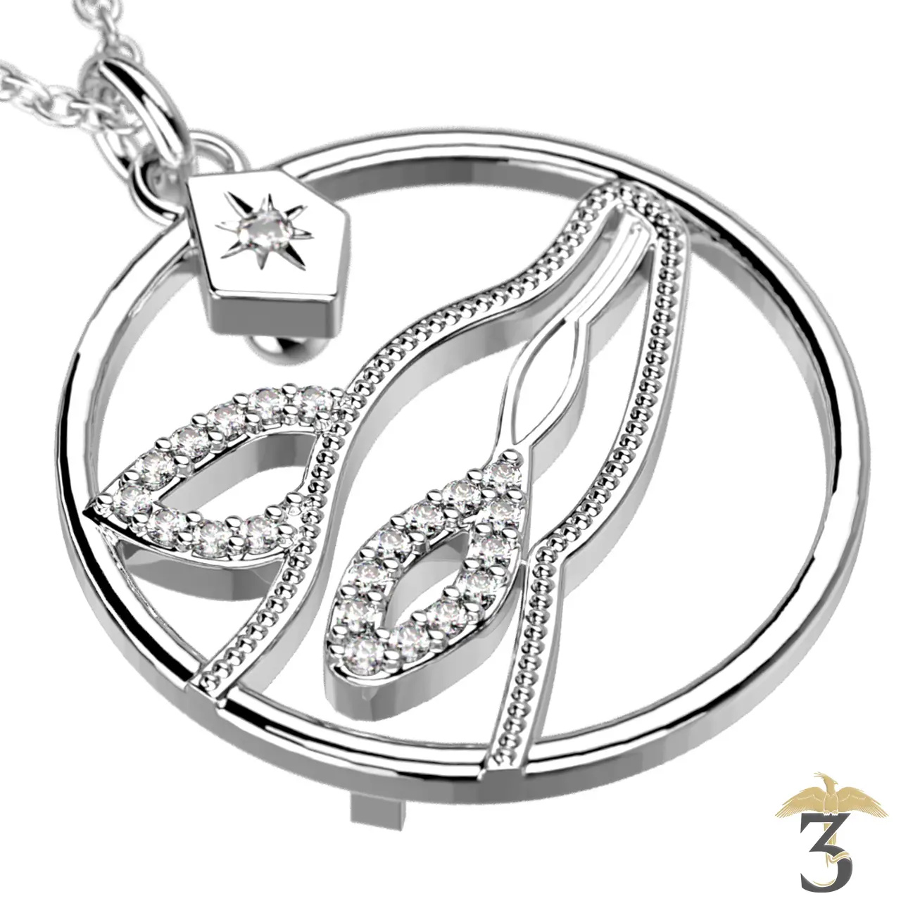 Collier patronus biche argentée avec cuir – les georgettes x harry potter - Les Trois Reliques, magasin Harry Potter - Photo N°2