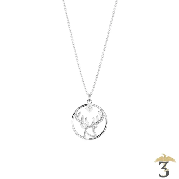 Collier patronus cerf argentée avec cuir – les georgettes x harry potter - Les Trois Reliques, magasin Harry Potter - Photo N°1