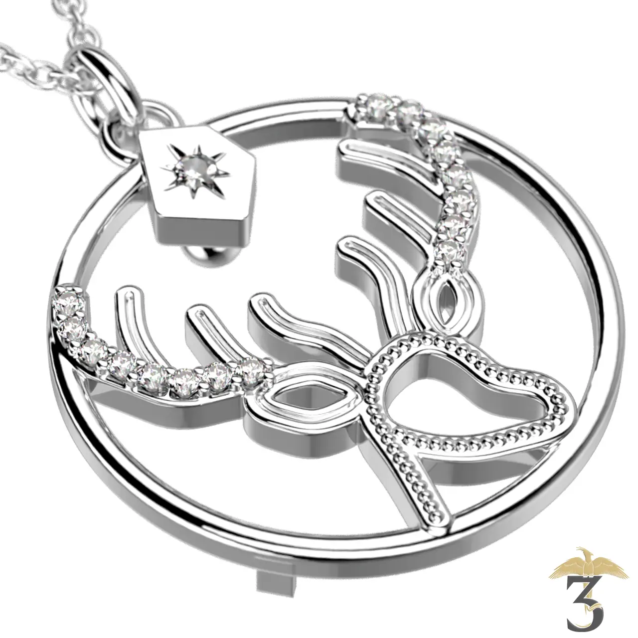 Collier patronus cerf argentée avec cuir – les georgettes x harry potter - Les Trois Reliques, magasin Harry Potter - Photo N°2