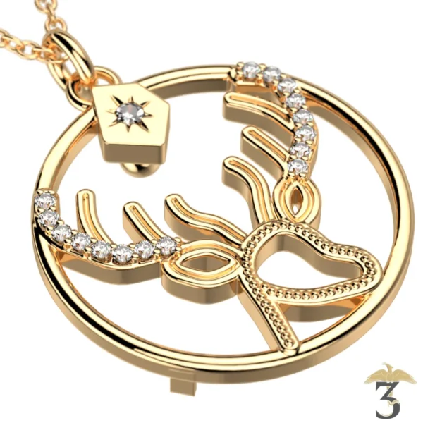 Collier patronus cerf dorée avec cuir – les georgettes x harry potter - Les Trois Reliques, magasin Harry Potter - Photo N°2