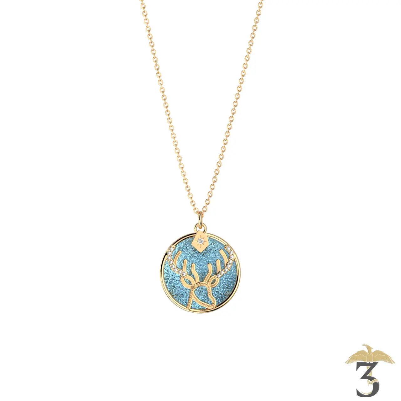 Collier patronus cerf dorée avec cuir – les georgettes x harry potter - Les Trois Reliques, magasin Harry Potter - Photo N°5