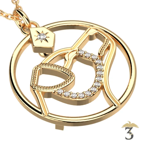 Collier patronus chien dorée avec cuir – les georgettes x harry potter - Les Trois Reliques, magasin Harry Potter - Photo N°2
