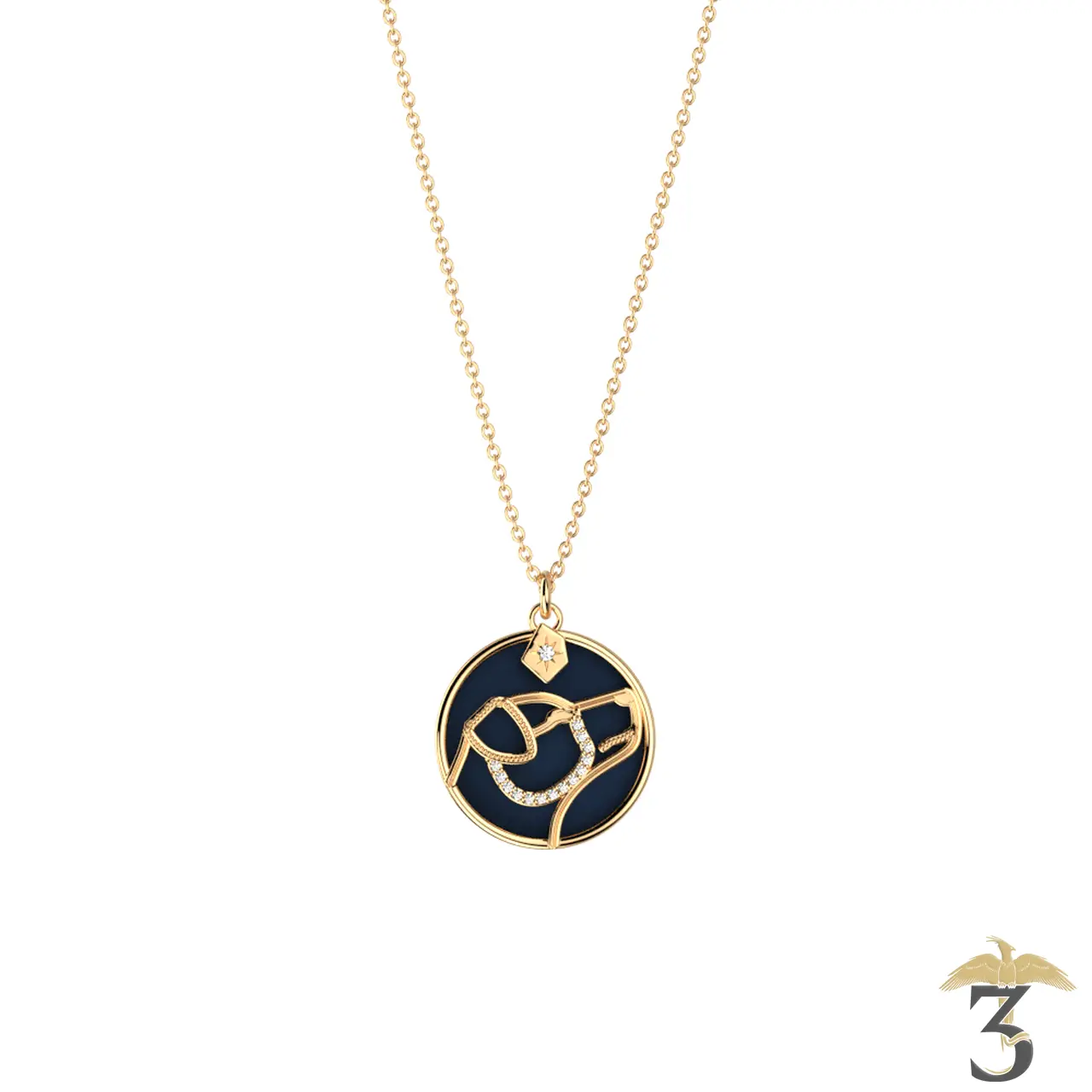 Collier patronus chien dorée avec cuir – les georgettes x harry potter - Les Trois Reliques, magasin Harry Potter - Photo N°5