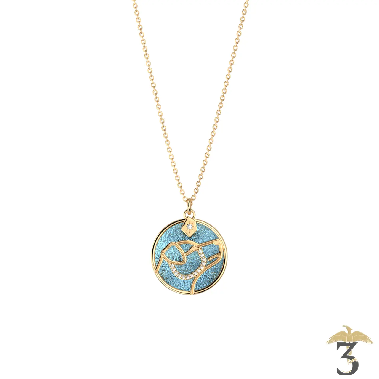 Collier patronus chien dorée avec cuir – les georgettes x harry potter - Les Trois Reliques, magasin Harry Potter - Photo N°6