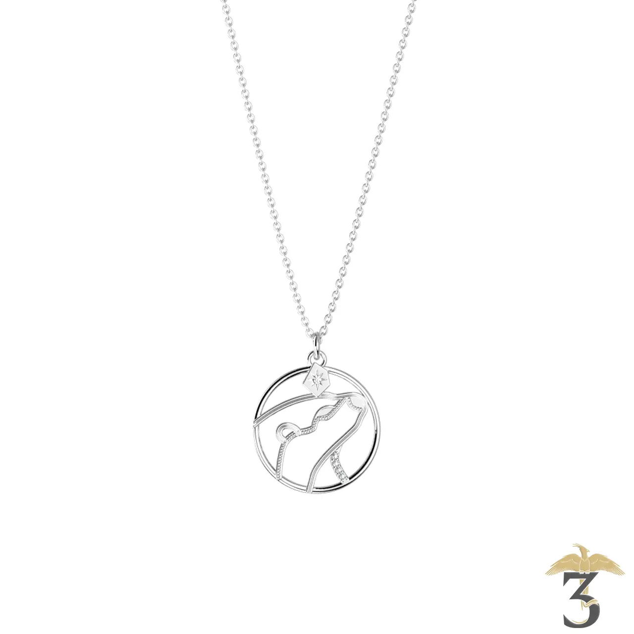 Collier patronus loutre argentée cuir – les georgettes x harry potter - Les Trois Reliques, magasin Harry Potter - Photo N°1